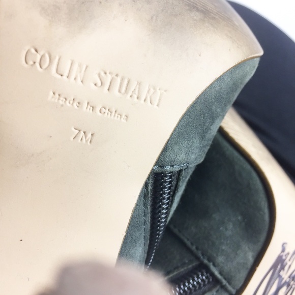 Colin Stuart Green Leather Suede Fringe Ankle Boot - Picture 5 of 6